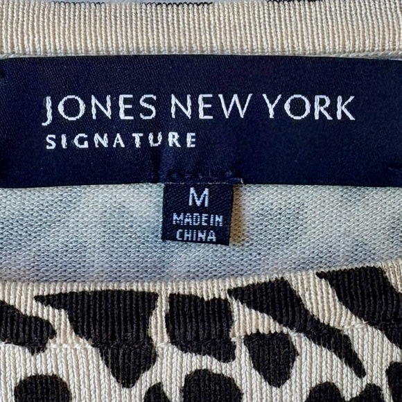Jones New York Women's Silk Blend Animal Print Sweater Size Medium Beige Multi - Picture 3 of 4